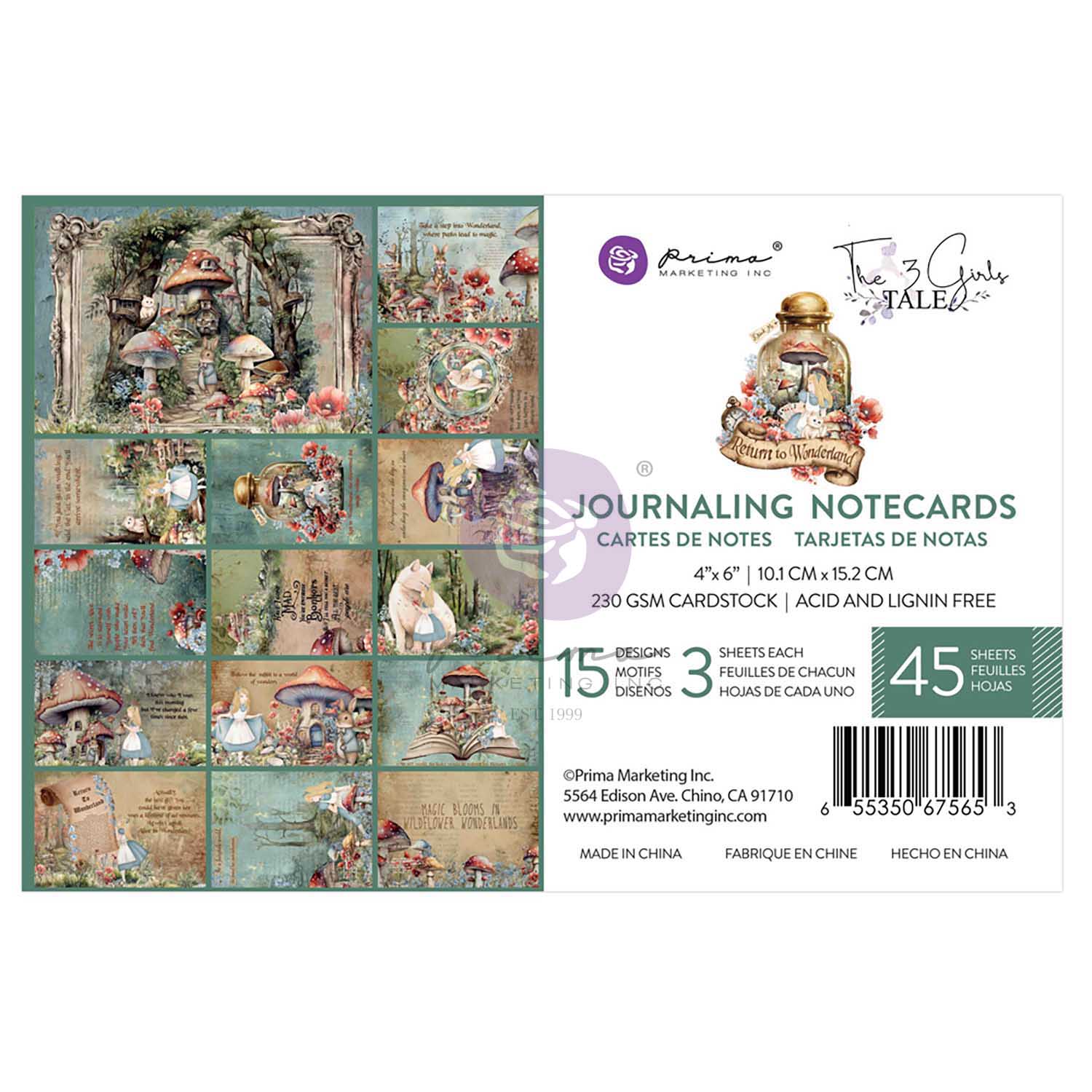 PRIMA Retutn To Wonderland Journaling notecards 4x6